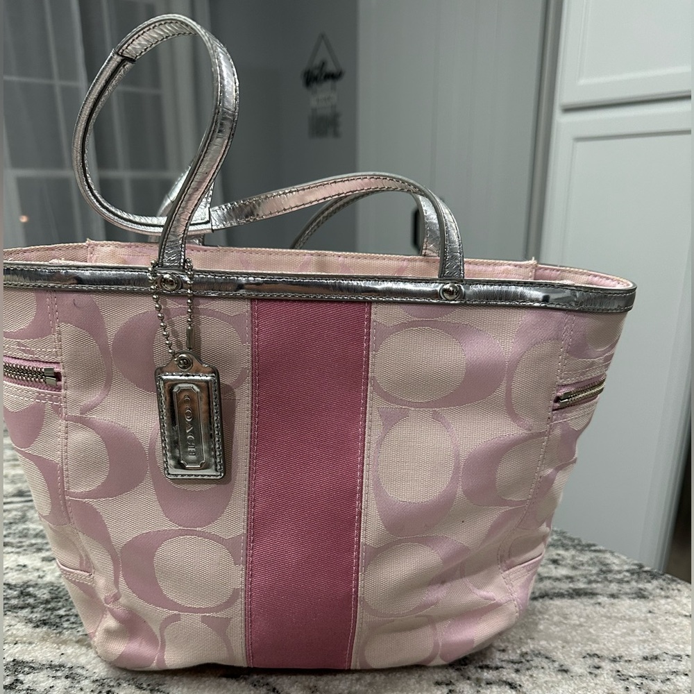 Coach Monogram Tote Pink